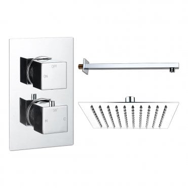 Storm Chrome Round 1 Outlet Concealed Mixer with Overhead Shower