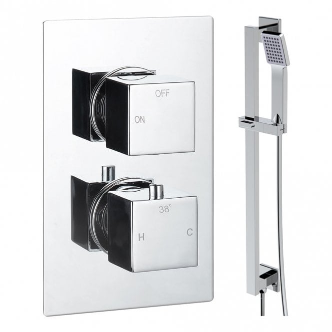 Dove Bathrooms Storm Chrome Round 1 Outlet Concealed Mixer with Shower Rail