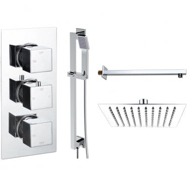 Storm Chrome Round 2 Outlet Concealed Mixer with Overhead Shower & Rail