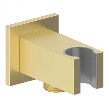 Storm Square Handset Wall Bracket with Wall Outlet - Brushed Brass