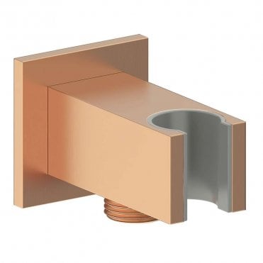 Storm Square Handset Wall Bracket with Wall Outlet - Brushed Bronze