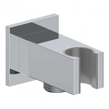 Storm Square Handset Wall Bracket with Wall Outlet - Chrome