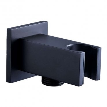Storm Square Handset Wall Bracket with Wall Outlet - Matt Black