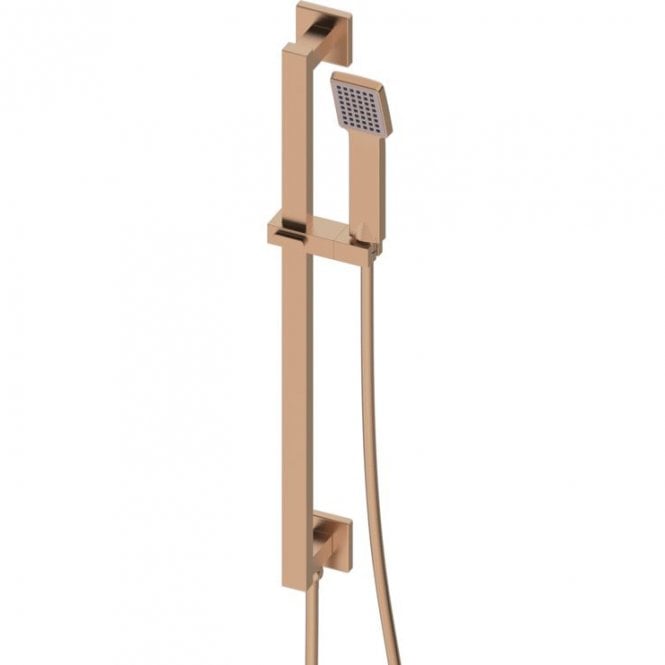 Dove Bathrooms Storm Square Riser Rail Kit w/Elbow & 3 Mode Handset - Brushed Bronze