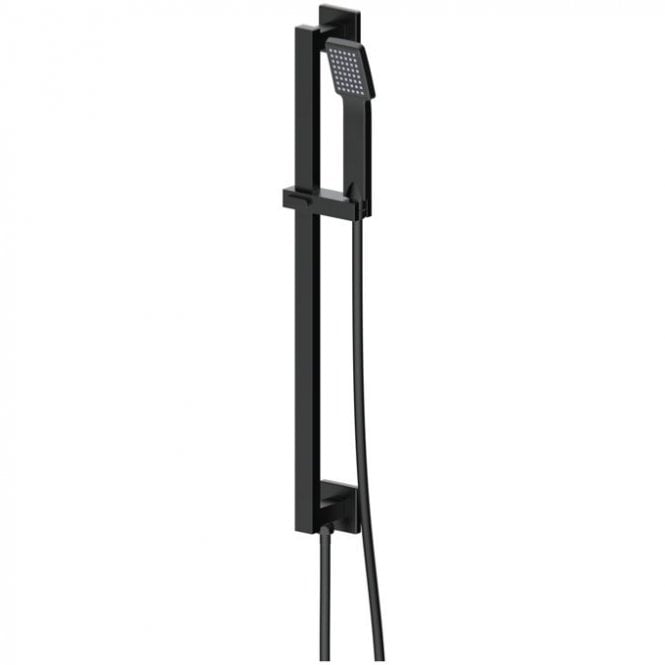 Dove Bathrooms Storm Square Riser Rail Kit w/Elbow & 3 Mode Handset - Matt Black