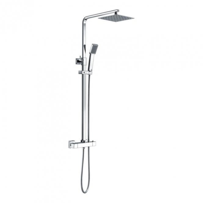 Dove Bathrooms Storm Square Thermostatic Bar Mixer Shower with Fixed Head & Handset - Chrome