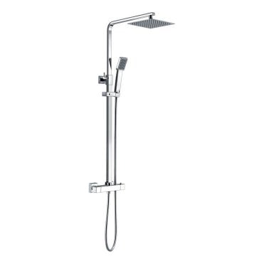 Storm Square Thermostatic Bar Mixer Shower with Fixed Head & Handset - Chrome
