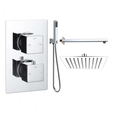 Storm Square Thermostatic Shower Pack with Fixed Head & Handset - Chrome