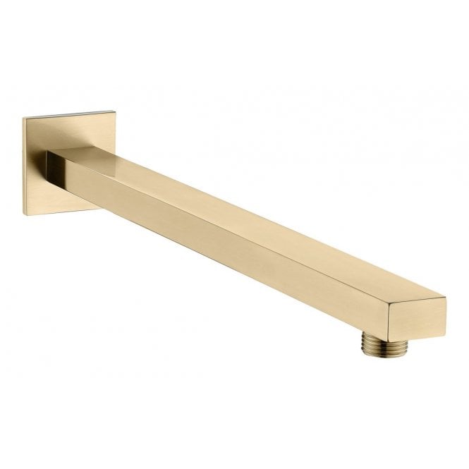 Dove Bathrooms Storm Square Wall Mounted Shower Arm 350mm - Brushed Brass