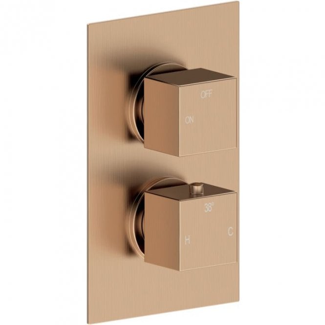 Dove Bathrooms Storm Thermostatic Single Outlet Twin Shower Valve - Brushed Bronze