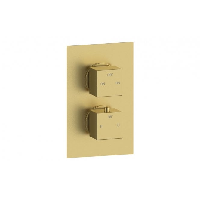 Dove Bathrooms Storm Thermostatic Two Outlet Twin Shower Valve - Brushed Brass