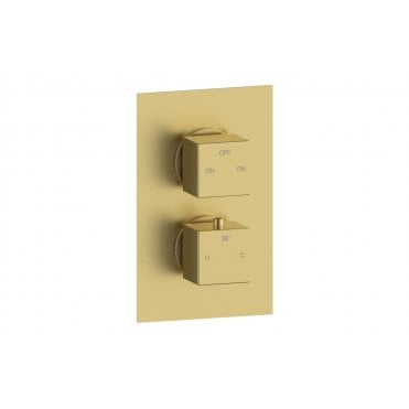 Storm Thermostatic Two Outlet Twin Shower Valve - Brushed Brass
