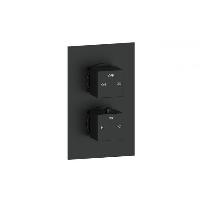 Dove Bathrooms Storm Thermostatic Two Outlet Twin Shower Valve - Matt Black