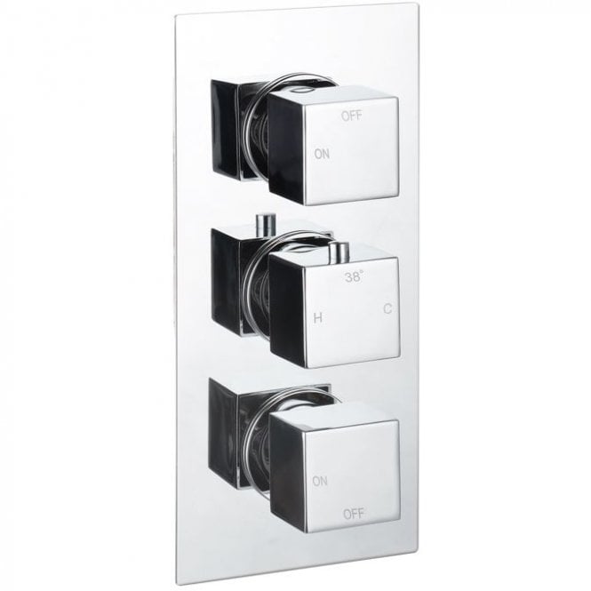 Dove Bathrooms Storm Triple Square Concealed Thermostatic Two Outlet Shower Valve - Chrome