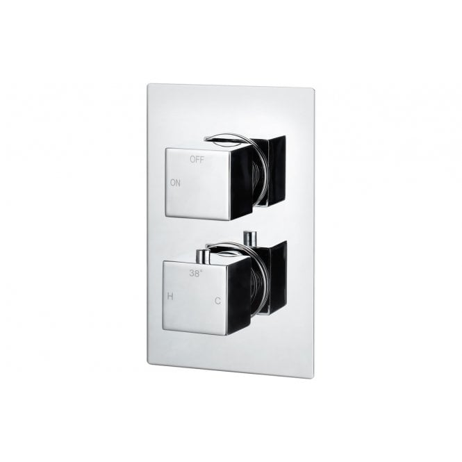 Dove Bathrooms Storm Twin Square Concealed Thermostatic Single Outlet Shower Valve - Chrome