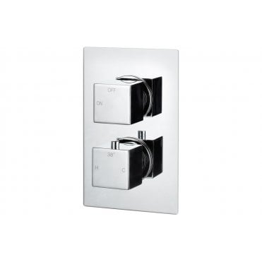 Storm Twin Square Concealed Thermostatic Single Outlet Shower Valve - Chrome