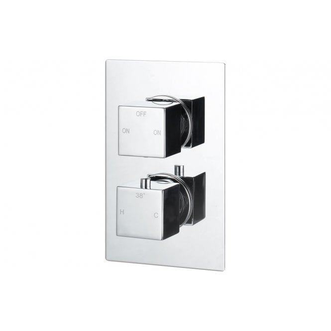 Dove Bathrooms Storm Twin Square Concealed Thermostatic Two Outlet Shower Valve - Chrome