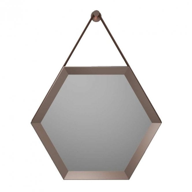 Dove Bathrooms Style Bronze Frame 500mm Hexagonal Mirror with Strap