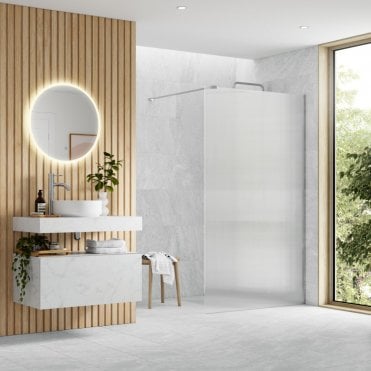 Thea 1000mm Fluted Wetroom Panel & Support Bar - Chrome