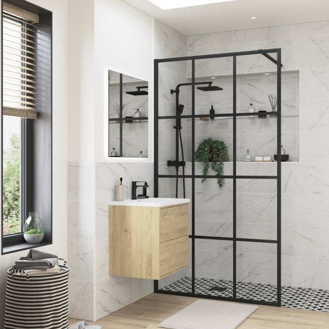Dove Bathrooms Thea 1000mm Framed Wetroom Panel - Black