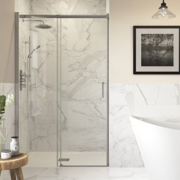Thea 1000mm Semi-Framed Sliding Door - Chrome
