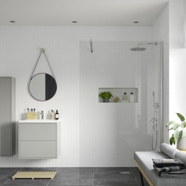 Thea 1000mm Wetroom Panel & Support Bar - Chrome