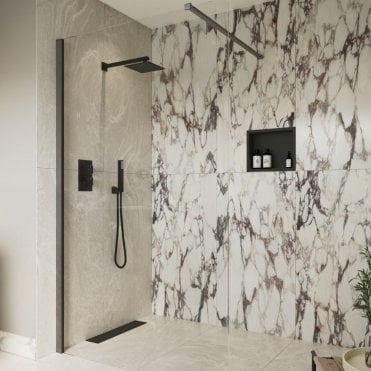 Thea 1200mm Gunmetal Wetroom Shower Panel & Support Arm