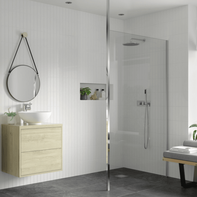 Dove Bathrooms Thea 1200mm Wetroom Panel & Floor-to-Ceiling Pole - Chrome