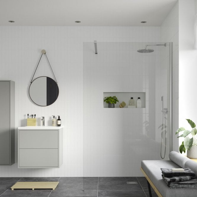 Dove Bathrooms Thea 1200mm Wetroom Panel & Support Bar - Chrome