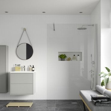 Thea 1200mm Wetroom Panel & Support Bar - Chrome