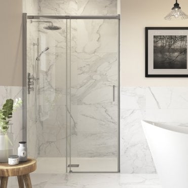 Thea 1500mm Semi-Framed Sliding Door - Chrome