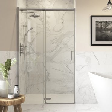 Thea 1700mm Semi-Framed Sliding Door - Chrome