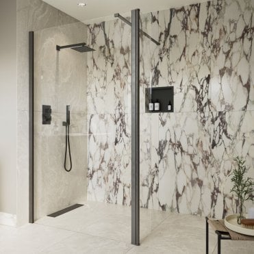 Thea 300mm Gunmetal Rotatable Wetroom Splash Panel (Retrofit)