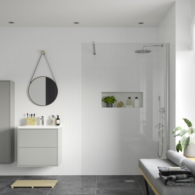 Dove Bathrooms Thea 500mm Wetroom Panel & Support Bar - Chrome