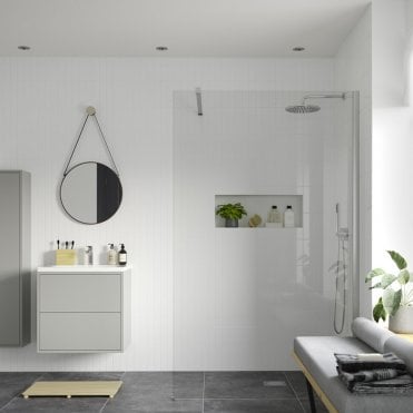 Thea 500mm Wetroom Panel & Support Bar - Chrome