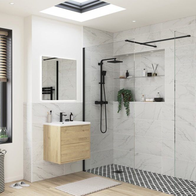 Dove Bathrooms Thea 500mm Wetroom Side Panel & Arm - Black