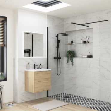 Thea 500mm Wetroom Side Panel & Arm - Black