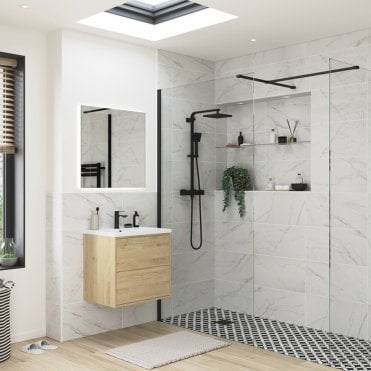 Thea 700mm Wetroom Side Panel & Arm - Black