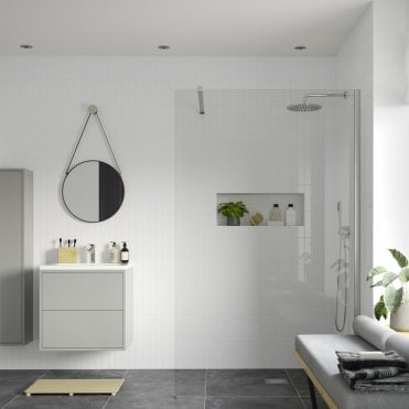 Thea 760mm Wetroom Panel & Support Bar - Chrome