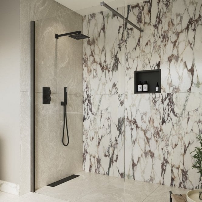 Dove Bathrooms Thea 800mm Gunmetal Wetroom Shower Panel & Support Arm