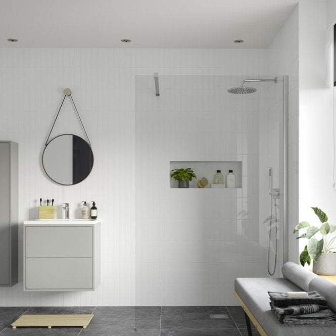 Dove Bathrooms Thea 800mm Wetroom Panel & Support Bar - Chrome