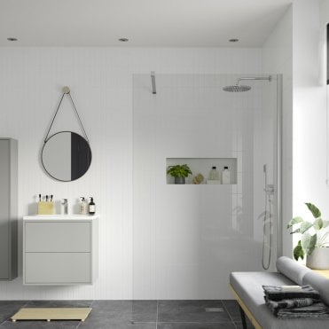 Thea 800mm Wetroom Panel & Support Bar - Chrome