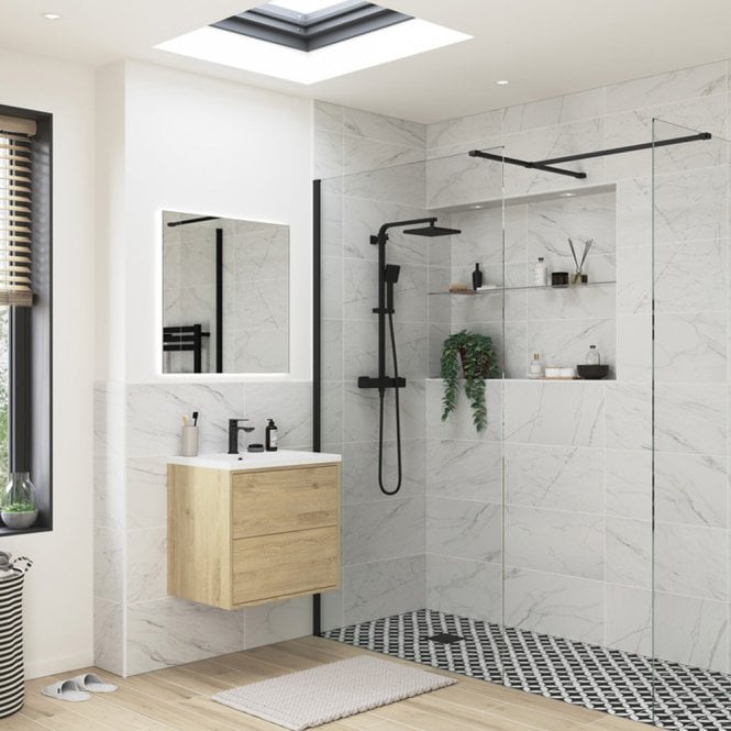 Dove Bathrooms Thea 800mm Wetroom Side Panel & Arm - Black
