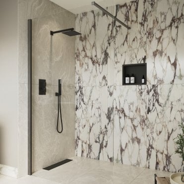 Thea 900mm Gunmetal Wetroom Shower Panel & Support Arm