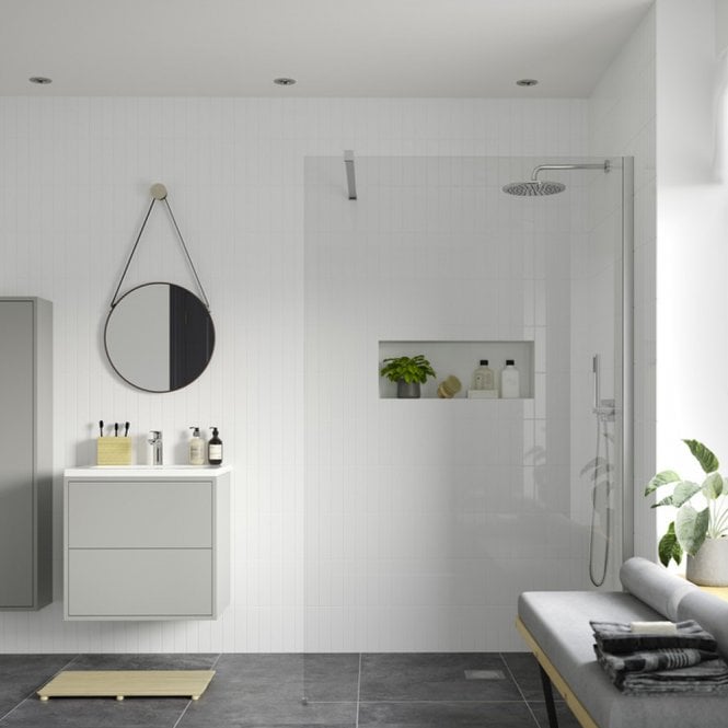 Dove Bathrooms Thea 900mm Wetroom Panel & Support Bar - Chrome