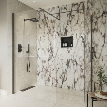 Thea 700mm Gunmetal Wetroom Optional Side Panel & Support Bar