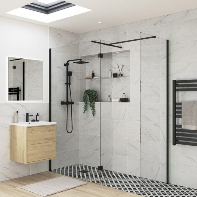 Dove Bathrooms Thea Optional 300mm Wetroom Splash Panel - Black