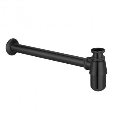 Traditional Round Basin Bottle Trap - Matt Black