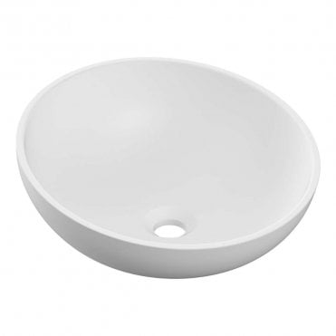 Tranquil Round 380mm 0TH White Resin Countertop Basin