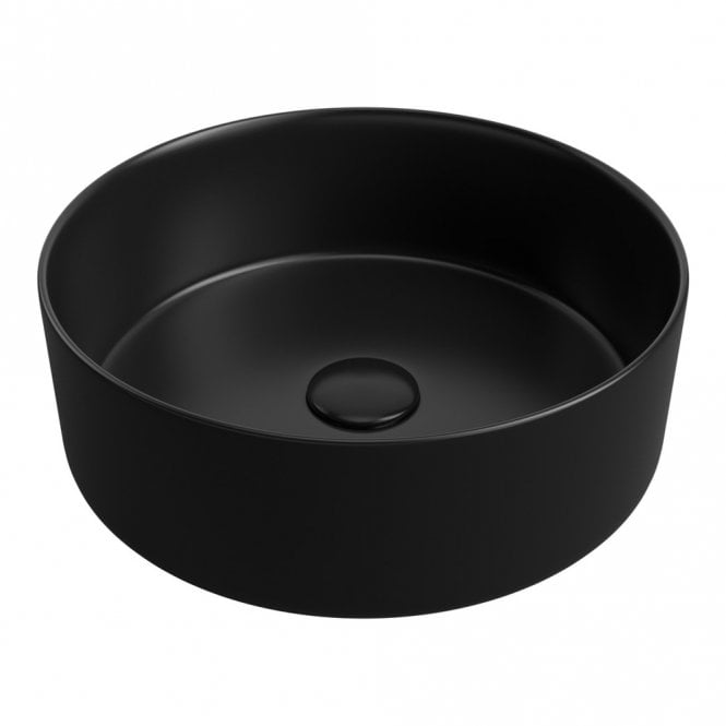 Dove Bathrooms Venus 355mm Ceramic Round Washbowl & Waste - Matt Black